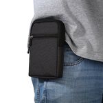 Burlife Belt Bag, Men's Black Smartphone Belt Pouch Mobile Phone Belt Clip Case with Belt Loop Carabiner Bag Vertical Waist Pocket