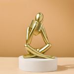 SIETIOJI Home Decor Gold Reading Thinker Statue Modern Figurines Abstract Aesthetic Sculpture Thinker Resin Statue Set for Home Decoration Living Room Office Bookshelf Shelf Table