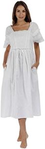 The 1 for U Nightgown 100% Cotton Vintage Victorian Nightie - Amanda (XXL, White)