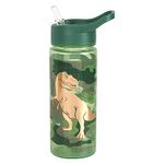 Polar Gear Dino Camo Water Bottle with Flip up Straw 500ml –Official Merchandise Kids Reusable Non Spill BPA Free - Recyclable Plastic – For School Nursery Sports Picnic – Green