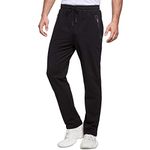 JustSun Tracksuit Bottoms Mens Joggers Slim Fit Jogging Bottoms Sports Trousers Running Gym Sweatpants with Zip Pockets Cotton Black L