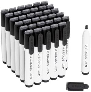 U Brands Dry Erase Markers Chisel Tip Set, 36 Pack, Black, Whiteboard Pens with Chisel Point and Built In Eraser Caps, Low Odor Ink, Dry Erase Markers For Classroom, Office, Or Home