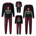 Christmas Pajamas For Family 2 Pcs Familiy Matching Christmas Pjs Long Sleeve T-Shirts + Pants Xmas Sleepwear Nightwear For Men Women Kid And Baby (Kid, 13-14 Years, Black Red Cute Reindeer)