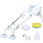 Floor Brush Electric Spin Scrubber 360 Cordless Power Scrubber with 4 Replaceable Brush Heads Rechargeable Household Spin Cleaner Adjustable Extension Handle for Bathroom Tub Tile Shower Kitchen