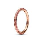 Pandora ME 14K Rose Gold-Plated With Red Pavé Ring, Size 56, No Box