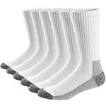 Ueither Men's 6 Packs Moisture Control Performance Cushion Crew Socks, White (6 Pairs), Shoe Size:9.5-13.5