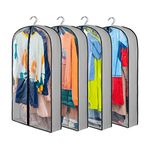 4 Pack Clothes Covers with Zip, 40" (102cm) Garment Bags Clothes Storage Gusseted Suit Covers Protector Bags Breathable Hanging Garment Covers Suit Bag Jacket Coat Covers for Wardrobe (4Pack-100CM)