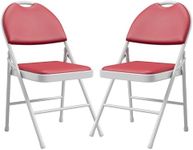 GAOMON Folding Chairs 2 Pack, Portable Metal Chairs with Cushions and Non-Slip Feet Pads for Home and Office, Indoor and Outdoor Events, Red.