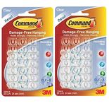 Command 2 X Christmas Xmas Fairy Light Hooks Clear [Twin Pack] SELF Adhesive Hooks & Strips