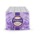 60 Phoenix Soft Lavender Fragranced Luxury Toilet Rolls Bulk Buy - Quilted White 3 Ply Toilet Paper - Pack of 60 Toilet Tissue (12 x 5 Packs)