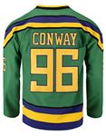 BOROLIN Youth Mighty Ducks Movie Shirts Ice Hockey Jersey (96 Conway Green, Large)