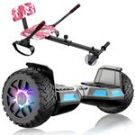 SISIGAD Hoverboard go Kart Seat,8.5" Off Road Hoverboards with LED Lights, All Terrain Hoverboards, Self Balancing Scooter with Bluetooth Speaker,Music Hoverboard and Kart Bundle,Gun