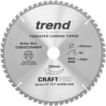 Trend Wood Cordless Mitre Saw Blade, 254mm Diameter, 30mm Bore, 60 Teeth, TCT, 2.5mm Kerf, -5° Hook, CSB/CC25460T