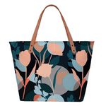 The Purple Tree Oversized Tote Bag For Women, Floral Tote Bags For Women Zip, College Bag For Girls, Tote Bag For Traveling & Daily Use, Gifts For Women, Large Capacity Handbag - Contemporary, Black