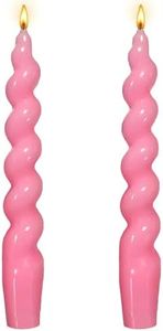 Berkebun Pink Spiral Taper Candle H7.5inch -Set of 2 Tapered Candles, Dripless and Smokeless,Long Candle,Tall Candlesticks, Home Dinner, Party, Wedding, Halloween, Churches,Christmas (20cm, Pink)