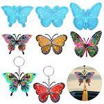 MJARTORIA Holographic Silicone Moulds for Resin Keychain Butterfly Epoxy Resin Moulds Keychain Silicone Moulds Pendant Resin for Jewellery Resin Keyring Making Kit DIY Crafting(White-3PCS Butterfly)