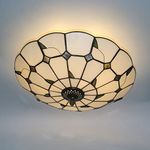 Skyweel 16 Inch Tiffany Style Stained Glass Ceiling Light Tiffany Flush Mount Ceiling Light Vintage Chandeliers Lighting Lamps Fixtures (16 Inch Green Leaf)