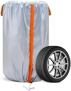 NEVERLAND Large Tire Covers for Storage - Seasonal Tire Storage Bag Waterproof 420D Oxford Tire Stack Cover with Reflective Handle for Indoor/Outdoor Use (Holding 4 Tires Within 35 Inch Diameter)