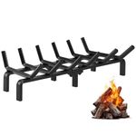 FEED GARDEN Fireplace Grate 24 inch Heavy Duty Cast Iron Fireplace Log Holder, 1/2" Solid Steel Bar Fire Grate Wood Stove Holder for Outdoor Indoor Chimney Hearth Kindling Tool, Firewood Burning Rack