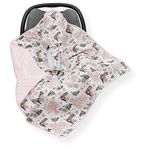 OLO Baby CAR SEAT Baby Insert/Blanket/Cover/Cosy Toes/Foot muff Cotton & Dimple fleece 80 x 80 cm (Pink Bunny/pink)