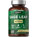 Sage Tablets for During Menopause | 4000mg | High Strength Supplement | 120 Vegan Tablets | by Horbaach