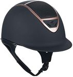 IRH XLT Horse Riding Helmet, Matte Black with Rose Gold Frame, Medium