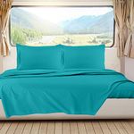 RV/Short Queen Bed Sheets Set Bedding Sheets Set for Campers, 4-Piece Bed Set, Deep Pockets Fitted Sheet, 100% Super Soft Microfiber, Hypoallergenic, Cool & Breathable, Teal