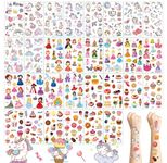 30 Sheets Temporary Tattoos Kit for Kids, 300Pcs Fake Cute Tattoo Stickers Waterproof, Birthday Party Favor (Unicorn ＆ Princess ＆Dessert) 3 years old+