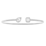 MINUTIAE Round Shape Solitaire Cut Crystal Cubic Zirconia Diamond Brass Bracelet Kada for Her/Women/Girls - Silver | Ideal Wristband Gift for Loved Ones