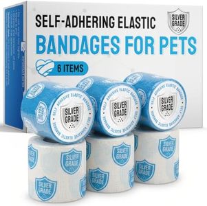 SILVER GRADE Vet Wrap for Horses, Cats, Birds & Other Animals – First Aid Dog Bandages for Wounds to Stop Licking & Scratching – 6 Rolls of Elastic Self-Adhering Bandages with Natural Rubber Latex