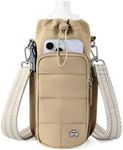 Telena Water Bottle Holder with Strap 40 oz Crossbody Water Bottle Bags for Women Men Walking, Running Khaki