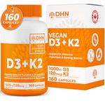 New, Max Strength Vegan D3 + K2 | Bonus Size 160 Capsules | Immune, Bone & Heart Health Supplement | Essential Vitamins for the Maintenance of Good Health | Canadian Made, Quality Assured