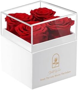 YbbYjun Preserved Roses in a Box, 4-Piece Real Roses That Last a Year, Preserved Flowers Birthday Gifts for Women, Flowers for Delivery Prime on Mothers Day & Valentines Day