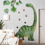 Runtoo Large Dinosaur Wall Decals Watercolor Dino Footprint Neutral Wall Stickers Baby Nursery Kids Boys Toddler Classroom Home Decor