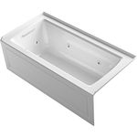 Kohler K-1947-LA-0 White Archer Archer 60" Three Wall Alcove Jetted Whirlpool Bath Tub - Left Drain K-1947-LA