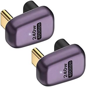 AreMe 240W USB C 180 Degree Adapter (2 Pack), U Shape Type Male to Female 40Gbps Connector for Thunderbolt, Switch, MacBook, Laptop, Tablet, Phone Purple