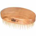 Kent Military Brush, Oval, Cherrywood, Travel Size, Pure White Bristle Hairbrush, 1 Count