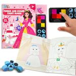 Wembley Princess Finger Painting & Coloring Art Book with 6 Finger Paint Ink & 6 Shape Stamper Thumbprint Art & Craft for Boys & Girls Age 3 4 5 6 + Years Washable Colors Ideal for Birthday Gift