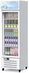 11.3 Cu Ft Commercial Merchandiser Refrigerator, Display Refrigerator with Glass Door for Beverage, Beer, Wine, Upright Display Cooler with 4 Adjustable Shelves for Shop,Restaurant,Apartment, White