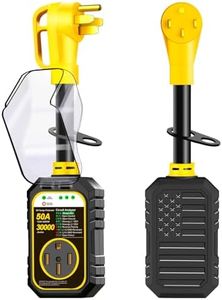 RVRVHOMM 30000J 50Amp RV Surge Protector 50 Amp Flag Design - Upgraded Power Surges Voltage Protection Circuit Analyzer IP68 Waterproof Cover for 50A RVS Camper Trailer Must Haves (50Amp, Yellow)