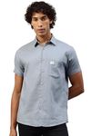 Majestic Man Slim Fit Pure Cotton Solid Half Sleeve Casual Shirt (Grey, Large)