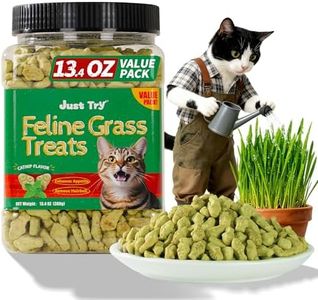 Just Try 13.4 OZ Cat Grass Treats Natural Salmon Flavor Healthy Cat Snacks Training Biscuits Catnip for Cats Dental and Hairball Control Treats