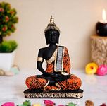 Avon Star Gallery Ceramic Buddha Statue for Home Decor (15 cm x 7 cm x 23 cm, Black)