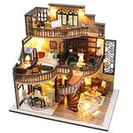 Spilay DIY Miniature DolSpilay Dollhouse Miniature with Furniture,DIY Wooden Crafts Doll house Mini Handmade Kit with Dust Proof Cover and Music Movement,1:24 Scale Creative Room Idea Gift for Adult Friend Lover (Dream Building Pavilion )