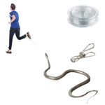 Snake Prank with String Clip - Realistic Fake Snake Toys, Snake on A String Prank, Clip on Snake Prank That Chase People, Lifelike Snake is Following or Prank Props Scary Gag Party Decoration