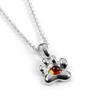 HENRYKA Paw Print Necklace in 925 Sterling Silver and Baltic Amber, Cat Dog Jewellery, Cat Lover Gift, Animal Necklace