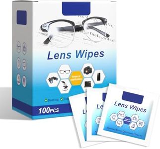 Necomi Lens Wipes, 100 Pack Pre- Lens Cleaning Wipes for Eyeglasses, Eyeglass Wipes Moistened Individually Wrapped Sracth-Free Eye Glasses Cleaner Wipes for Camera Lens,Sunglass, Goggles