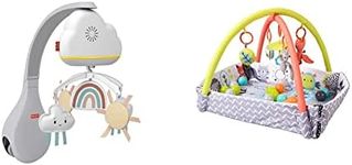 Fisher-Price Rainbow Showers Bassinet to Bedside Mobile, Tabletop Soother and Nursery Sound Machine for Newborn Baby to Toddler, HBP40 & Red Kite Baby Peppermint Trail Play Gym