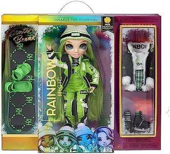 Rainbow High 574781EUC Winter Break Jade Hunter Green Fashion Doll with 2 Outfits, Ski Equipment and Doll Stand Snowboard, Ice Skates, Accessories and More Collectable Doll for Children from 6 Years