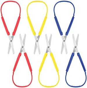 Handi Stitch Lot de 6 Ciseaux 20 cm - Droitiers et Gauchers - À Boucle pour Petites Mains et Besoins Spéciaux - Ouverture Facile Automatique pour Adulte et Enfants